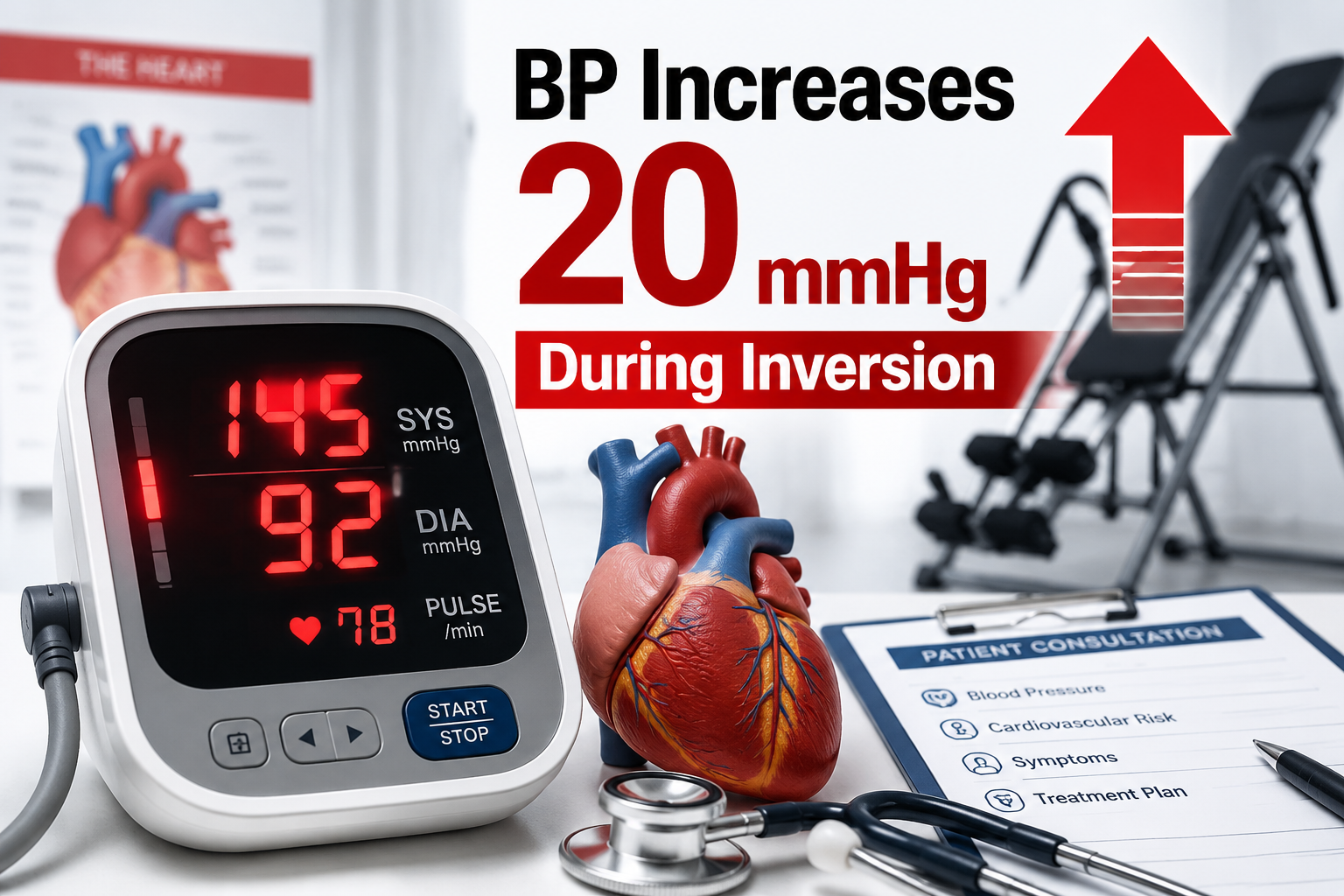 Detailed () image showing close-up of digital blood pressure monitor display with readings of 145/92 mmHg in bright red LED