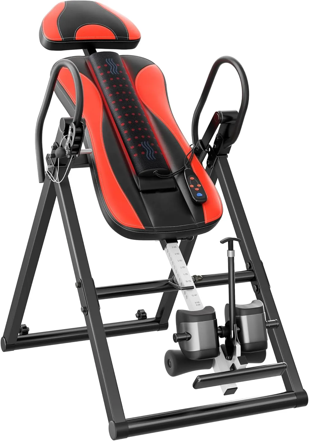 Yoleo inversion table with adjustable ankle supports and padded backrest
