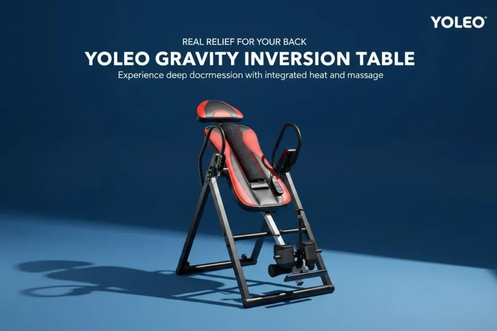 YoleO gravity inversion table for back relief with heat and massage
