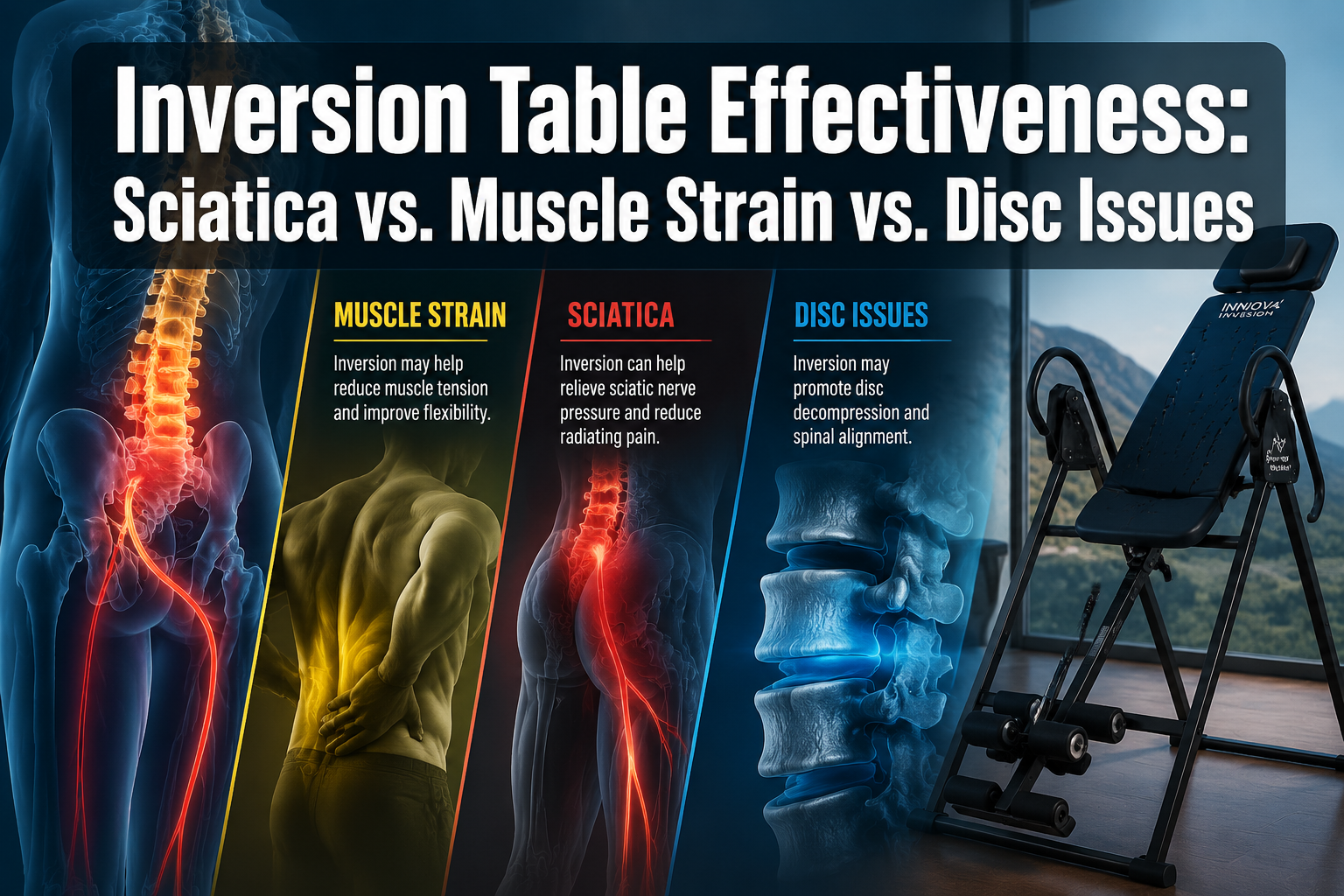 Inversion Table Effectiveness for Different Back Pain Types: Sciatica vs. Muscle Strain vs. Disc Issues