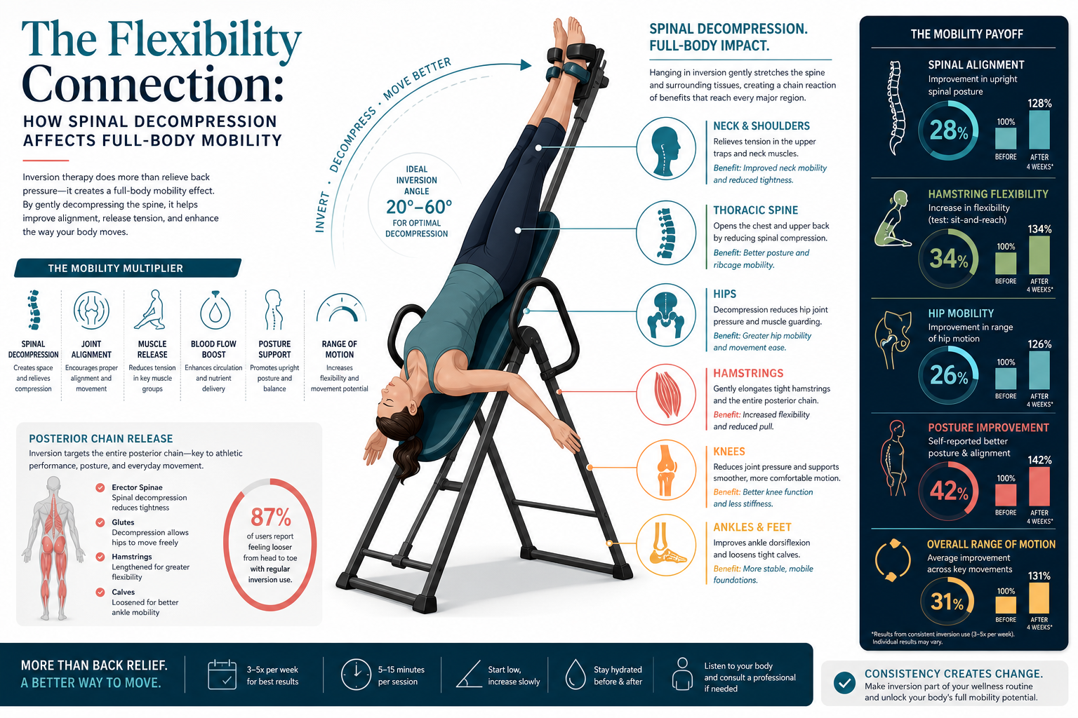 Inversion Tables for Flexibility and Mobility: Practical Protocols for Maximum Range of Motion Gains